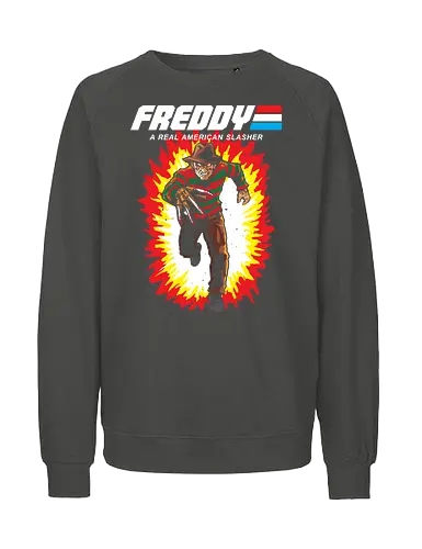 G.I FREDDY - horror, halloween, slasher, mashup, parody, comic, 80s, hero - Fairtrade Sweatshirt