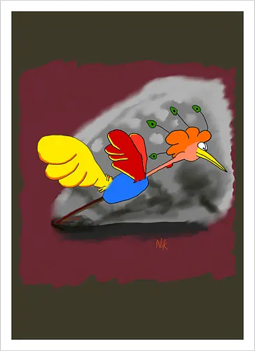 Schräger Vogel - albern, Vogel, Tiere - Artprint