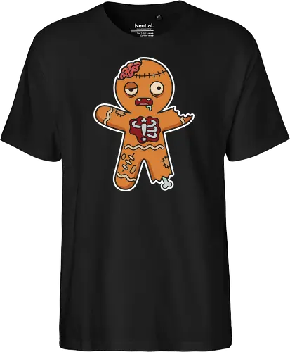 The Ginger-Dead Man: Zombie Cookie - zombie gingerbread man, gingerdead man shirt, creepy cute cookie apparel, halloween christmas mashup, spooky holiday graphic tee, dark humor streetwear, funny zombie clothing, anti christmas merch, alternative holiday fashion, undead dessert design - Fairtrade T-Shirt