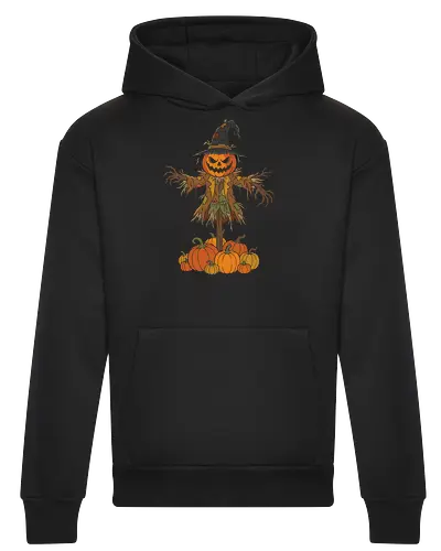 Guardian of the Patch: The Pumpkin King - creepy cute halloween merch, alternative trick or treat shirt, pumpkin patch graphic, gothic harvest festival tee, scarecrow halloween shirt, creepy pumpkin graphic tee, spooky autumn apparel, dark fall aesthetic streetwear, vintage jack o lantern design, horror farm clothing - Heavyweight Hoodie
