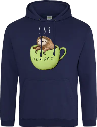 Braunes Faultier Grüne Kaffeetasse Dampf Süßes Wortspiel - Faultier in Kaffeetasse, lebhafte grüne dampfende Tasse, lächelndes ruhiges Faultier, Tier Kaffee Wortspiel, Morgen Humor Kaffee Kunst, handgefertigte Faultier Illustration, strukturiertes braunes beiges Fell, weißer Dampf heißer Kaffee, Kaffee Faultier Liebhaber Geschenk, Faultier Tasse Shirt, Krallen hängende Tassenrand, süßer Morgen Kaffee Humor, englisches Tier Kaffee Wortspiel, entspanntes Faultier in Tasse, kreative Kaffee Tier Kunst - Standard Hoodie