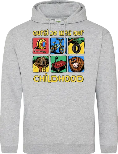 Outside Was Our Childhood - 90s nostalgia, 80s, 90s kids, adventure, childhood, classic, gen x humor, generation x, im this old, nostalgic, outdoors, outside, retro, sarcastic, vintage - Standard Hoodie