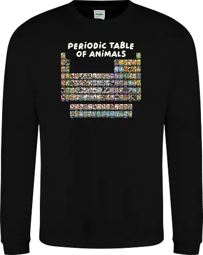 Periodic Table Of Animals - periodic table, animals, can i lick it, chemist, chemistry, chemistry teacher, funny, i wear this periodically, laboratory, molecule, periodic table of elements, physics, science, science humor, scientist - Sweatshirt