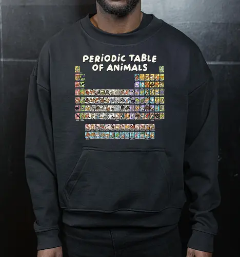 Periodic Table Of Animals - periodic table, animals, can i lick it, chemist, chemistry, chemistry teacher, funny, i wear this periodically, laboratory, molecule, periodic table of elements, physics, science, science humor, scientist - Cropped Sweatshirt