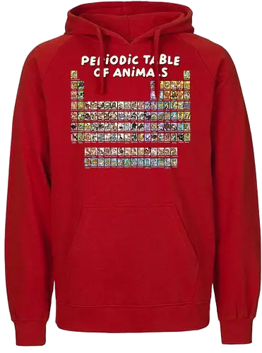 Periodic Table Of Animals - periodic table, animals, can i lick it, chemist, chemistry, chemistry teacher, funny, i wear this periodically, laboratory, molecule, periodic table of elements, physics, science, science humor, scientist - Fairtrade Hoodie