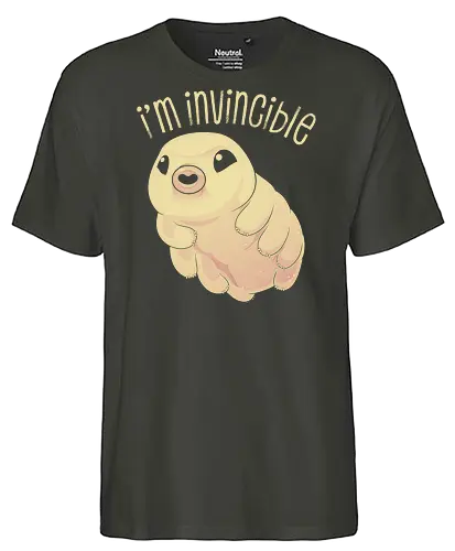 I'm Invincible - tardigrade, biology, chemist, chemistry, microbiology, paleontology, physics, prehistoric, retro, science, scientist, tardis, trilobite, water bear, weird animals - Fairtrade T-Shirt
