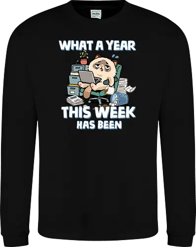 What A Year This Week Has Been - student life, teacher life, tired, weekend, what a year, work humor, cat, back to school, burnout, coffee, exhausted, friday, meme, monday, office humor - Sweatshirt