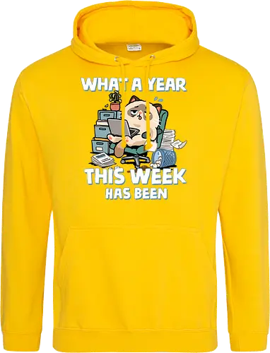 What A Year This Week Has Been - student life, teacher life, tired, weekend, what a year, work humor, cat, back to school, burnout, coffee, exhausted, friday, meme, monday, office humor - Standard Hoodie