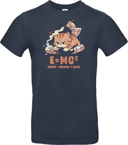 E=MC2 Cat - albert einstein, biology, cat, chaos, chemical, chemist, chemistry teacher, einstein, laboratory, mischief, emc2, molecule, physics, science, scientist - Standard T-Shirt