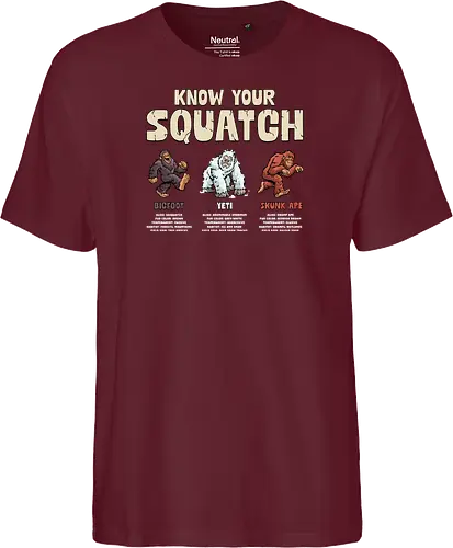Know Your Squatch - i want to believe, nature, skunk ape, squatch, the truth is out there, x files, yeti, sasquatch, adventure, bigfoot, camping, creature, cryptid, hiking, horror - Fairtrade T-Shirt
