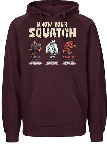 Know Your Squatch - i want to believe, nature, skunk ape, squatch, the truth is out there, x files, yeti, sasquatch, adventure, bigfoot, camping, creature, cryptid, hiking, horror - Fairtrade Hoodie