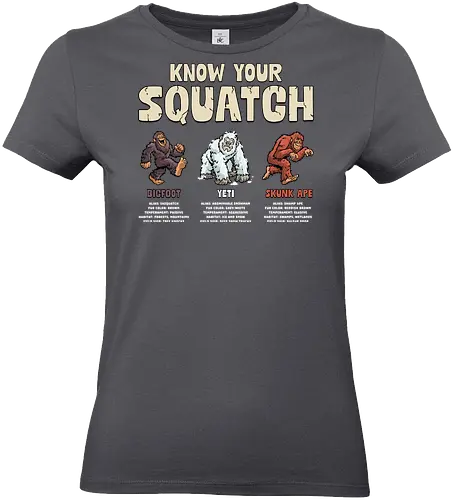 Know Your Squatch - i want to believe, nature, skunk ape, squatch, the truth is out there, x files, yeti, sasquatch, adventure, bigfoot, camping, creature, cryptid, hiking, horror - Standard T-Shirt (Women)