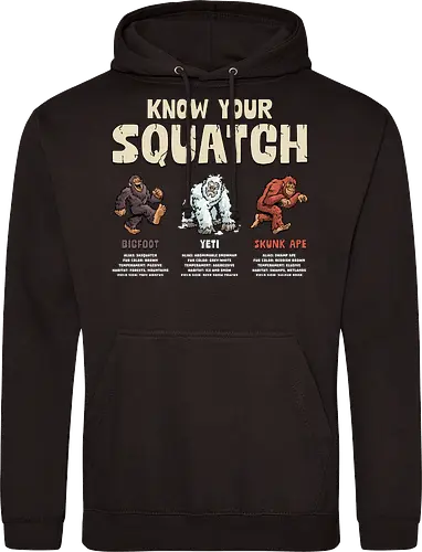 Know Your Squatch - i want to believe, nature, skunk ape, squatch, the truth is out there, x files, yeti, sasquatch, adventure, bigfoot, camping, creature, cryptid, hiking, horror - Standard Hoodie