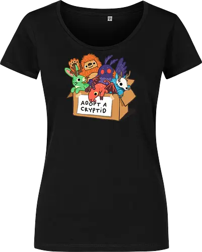 Adopt a Cryptid - adopt a pet, bigfoot, creature, cryptozoology, horror, humor, monster, mothman, myth, mythology, rescue, sasquatch, spooky, cryptid, adopt - Women T-Shirt