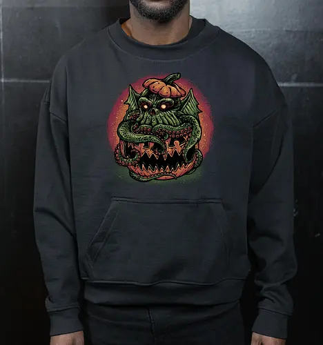 Tentacle or Treat - Horror, Halloween, Novel, book, creature, fictional, fiction, character, cosmic - Cropped Sweatshirt
