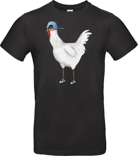 Weißes Huhn Blaue Rückwärtskappe Blaue Sneakers Streetwear - Bauernhof zu Straße Tier Kunst, weißes Streetwear Huhn, blaue rückwärts Kappe Tier, blaue Sneakers dünne gelbe Beine, urbane Mode Tier Humor, Aquarell Huhn Illustration, roter Kamm gelber Schnabel, modebewusstes Huhn Haltung, kreative Mode Tier Druck, urbane Mode Tier Humor Geschenk, stilvolles Huhn Shirt, Bauernhof urbane Mode Humor, freches Tier Kunst, Huhn Mode Zubehör, handgefertigte Tier Illustration - Standard T-Shirt
