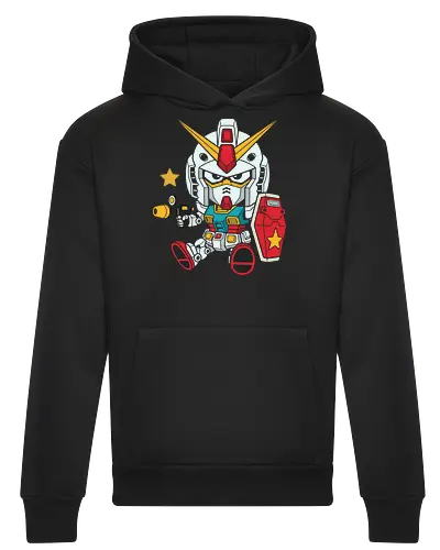 Chibi Mobile Suit: The RX-78 - Gundam shirt, chibi mecha graphic tee, RX 78 2 apparel, retro anime streetwear, kawaii robot clothing, nostalgic sci fi anime merch, Mobile Suit design, Japanese pop culture tee, Gunpla builder fashion, 80s anime aesthetic - Heavyweight Hoodie