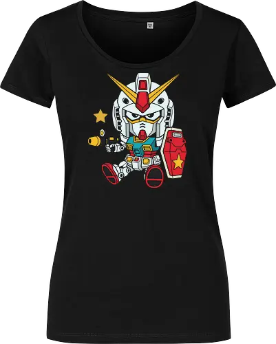Chibi Mobile Suit: The RX-78 - Gundam shirt, chibi mecha graphic tee, RX 78 2 apparel, retro anime streetwear, kawaii robot clothing, nostalgic sci fi anime merch, Mobile Suit design, Japanese pop culture tee, Gunpla builder fashion, 80s anime aesthetic - Women T-Shirt