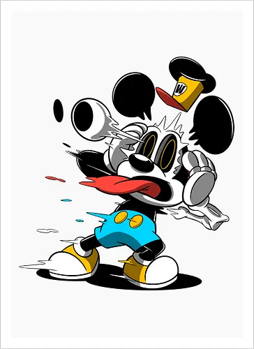 Freaky Klassische Maus Horror - Explodierende Dunkle Underground Cartoon Kunst - explodierendes Cartoon Skelett, klassische Maus Horror, explodierender Cartoon Freaky, schwarz weiß Maus Skelett, Auge springt Schädel Cartoon, fliegende Ohren Cartoon Horror, rote Zunge dunkler Cartoon, schmelzende Maus Kunst, klassischer Cartoon Horror Geek Druck, schwarz weiß bunt dunkler Cartoon, horror, freaky, skeleton, creepypasta, Halloween, Zombie explodierende Maus, alternative dunkle Cartoon Kunst, Underground Cartoon Maus, urbaner Geek Horror Druck, Pop Art Horror Maus - Artprint