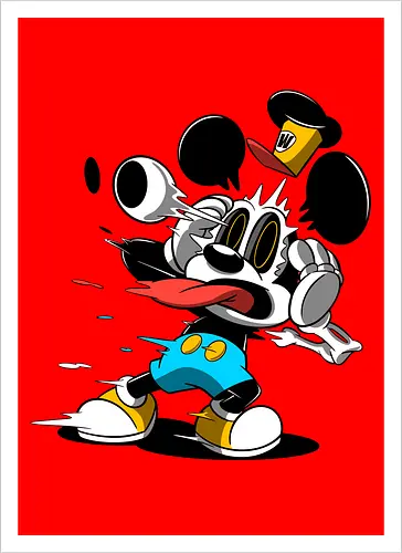 Freaky Klassische Maus Horror - Explodierende Dunkle Underground Cartoon Kunst - explodierendes Cartoon Skelett, klassische Maus Horror, explodierender Cartoon Freaky, schwarz weiß Maus Skelett, Auge springt Schädel Cartoon, fliegende Ohren Cartoon Horror, rote Zunge dunkler Cartoon, schmelzende Maus Kunst, klassischer Cartoon Horror Geek Druck, schwarz weiß bunt dunkler Cartoon, horror, freaky, skeleton, creepypasta, Halloween, Zombie explodierende Maus, alternative dunkle Cartoon Kunst, Underground Cartoon Maus, urbaner Geek Horror Druck, Pop Art Horror Maus - Artprint