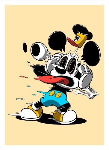 Freaky Klassische Maus Horror - Explodierende Dunkle Underground Cartoon Kunst - explodierendes Cartoon Skelett, klassische Maus Horror, explodierender Cartoon Freaky, schwarz weiß Maus Skelett, Auge springt Schädel Cartoon, fliegende Ohren Cartoon Horror, rote Zunge dunkler Cartoon, schmelzende Maus Kunst, klassischer Cartoon Horror Geek Druck, schwarz weiß bunt dunkler Cartoon, horror, freaky, skeleton, creepypasta, Halloween, Zombie explodierende Maus, alternative dunkle Cartoon Kunst, Underground Cartoon Maus, urbaner Geek Horror Druck, Pop Art Horror Maus - Artprint