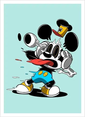 Freaky Klassische Maus Horror - Explodierende Dunkle Underground Cartoon Kunst - explodierendes Cartoon Skelett, klassische Maus Horror, explodierender Cartoon Freaky, schwarz weiß Maus Skelett, Auge springt Schädel Cartoon, fliegende Ohren Cartoon Horror, rote Zunge dunkler Cartoon, schmelzende Maus Kunst, klassischer Cartoon Horror Geek Druck, schwarz weiß bunt dunkler Cartoon, horror, freaky, skeleton, creepypasta, Halloween, Zombie explodierende Maus, alternative dunkle Cartoon Kunst, Underground Cartoon Maus, urbaner Geek Horror Druck, Pop Art Horror Maus - Artprint