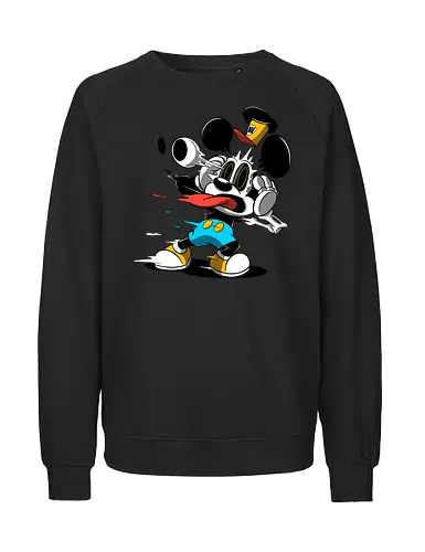 Freaky Klassische Maus Horror - Explodierende Dunkle Underground Cartoon Kunst - explodierendes Cartoon Skelett, klassische Maus Horror, explodierender Cartoon Freaky, schwarz weiß Maus Skelett, Auge springt Schädel Cartoon, fliegende Ohren Cartoon Horror, rote Zunge dunkler Cartoon, schmelzende Maus Kunst, klassischer Cartoon Horror Geek Druck, schwarz weiß bunt dunkler Cartoon, horror, freaky, skeleton, creepypasta, Halloween, Zombie explodierende Maus, alternative dunkle Cartoon Kunst, Underground Cartoon Maus, urbaner Geek Horror Druck, Pop Art Horror Maus - Fairtrade Sweatshirt