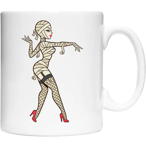 Mummy Pin-Up Girl Graphic Tee - mummy pin up girl, sexy halloween shirt, spooky pinup art, vintage horror graphic, rockabilly halloween tee, retro mummy design, burlesque monster girl, gothic pinup print, funny halloween costume, classic horror pin up - Cup