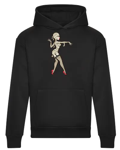 Mummy Pin-Up Girl Graphic Tee - mummy pin up girl, sexy halloween shirt, spooky pinup art, vintage horror graphic, rockabilly halloween tee, retro mummy design, burlesque monster girl, gothic pinup print, funny halloween costume, classic horror pin up - Heavyweight Hoodie