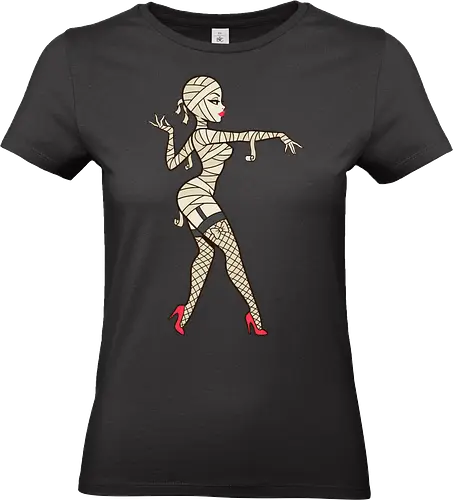 Mummy Pin-Up Girl Graphic Tee - mummy pin up girl, sexy halloween shirt, spooky pinup art, vintage horror graphic, rockabilly halloween tee, retro mummy design, burlesque monster girl, gothic pinup print, funny halloween costume, classic horror pin up - Standard T-Shirt (Women)