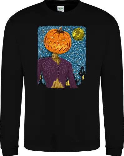 Starry Night in Halloween town - van gogh, starry night, scarecrow, pumpkin, night before christmas, terror movies, animation, halloween - Sweatshirt