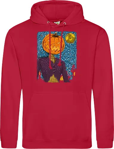 Starry Night in Halloween town - van gogh, starry night, scarecrow, pumpkin, night before christmas, terror movies, animation, halloween - Standard Hoodie