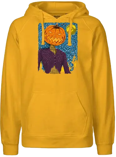 Starry Night in Halloween town - van gogh, starry night, scarecrow, pumpkin, night before christmas, terror movies, animation, halloween - Fairtrade Hoodie