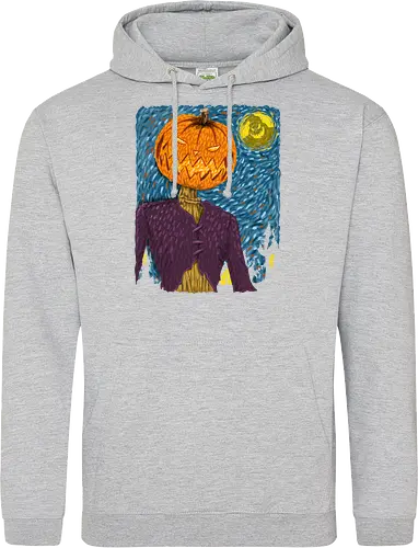 Starry Night in Halloween town - van gogh, starry night, scarecrow, pumpkin, night before christmas, terror movies, animation, halloween - Standard Hoodie