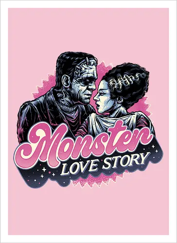 Monster Love Story - Horror, horror movies, classic horror, love, monsters, creature, Halloween - Artprint