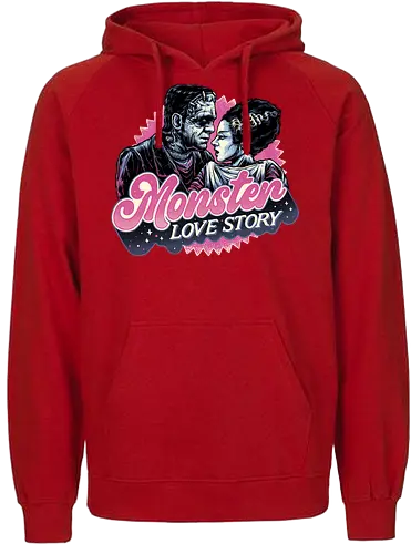 Monster Love Story - Horror, horror movies, classic horror, love, monsters, creature, Halloween - Fairtrade Hoodie