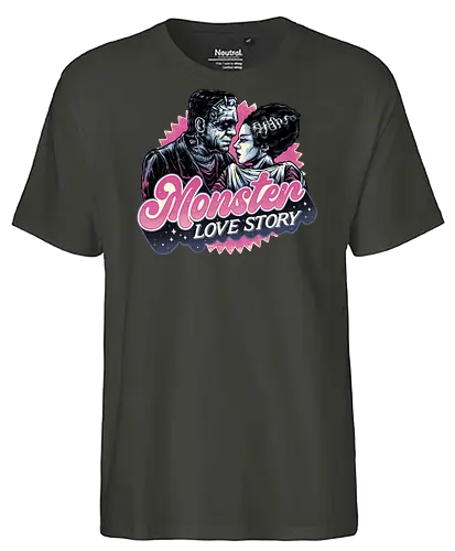 Monster Love Story - Horror, horror movies, classic horror, love, monsters, creature, Halloween - Fairtrade T-Shirt