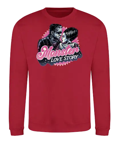 Monster Love Story - Horror, horror movies, classic horror, love, monsters, creature, Halloween - Sweatshirt