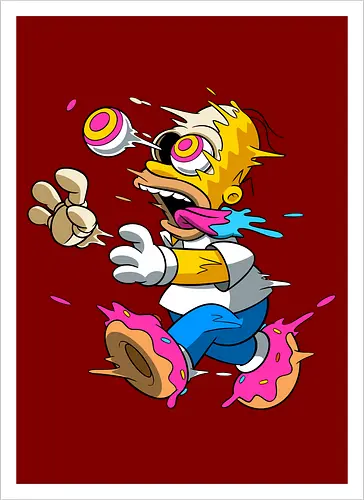 Papá Amarillo Freaky Donut Horror - Arte Cartoon Underground Springfield - Neon blaue Zunge Cartoon, alternative Donut Horror Kunst, dunkler Donut Springfield Cartoon, Geek Horror Donut Druck, Pop Art Donut Horror, gelber Vater Horror Donut, Cartoon Freaky Donuts, schmelzendes gelbes Skelett, rosa hypnotisches Auge Cartoon, Homer Simpson horror, Homer donut freaky, The Simpsons Treehouse of Horror, Homer zumbi skeleton, Donut Füße schmelzend, Underground Cartoon Horror Kunst, Neon Donut Cartoon Horror, gelber Vater Zombie, gelber Vater Horror Charakter, Skelett Donut Cartoon - Artprint