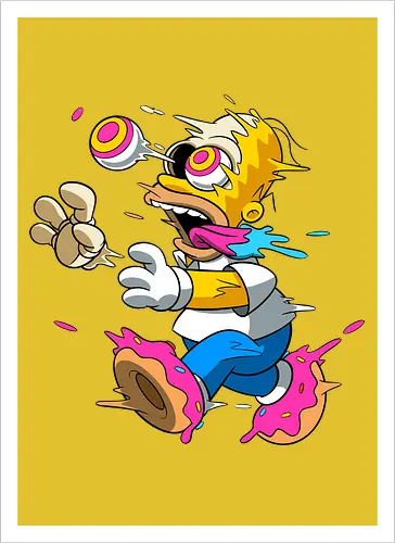 Papá Amarillo Freaky Donut Horror - Arte Cartoon Underground Springfield - Neon blaue Zunge Cartoon, alternative Donut Horror Kunst, dunkler Donut Springfield Cartoon, Geek Horror Donut Druck, Pop Art Donut Horror, gelber Vater Horror Donut, Cartoon Freaky Donuts, schmelzendes gelbes Skelett, rosa hypnotisches Auge Cartoon, Homer Simpson horror, Homer donut freaky, The Simpsons Treehouse of Horror, Homer zumbi skeleton, Donut Füße schmelzend, Underground Cartoon Horror Kunst, Neon Donut Cartoon Horror, gelber Vater Zombie, gelber Vater Horror Charakter, Skelett Donut Cartoon - Artprint