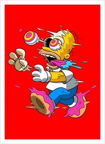 Papá Amarillo Freaky Donut Horror - Arte Cartoon Underground Springfield - Neon blaue Zunge Cartoon, alternative Donut Horror Kunst, dunkler Donut Springfield Cartoon, Geek Horror Donut Druck, Pop Art Donut Horror, gelber Vater Horror Donut, Cartoon Freaky Donuts, schmelzendes gelbes Skelett, rosa hypnotisches Auge Cartoon, Homer Simpson horror, Homer donut freaky, The Simpsons Treehouse of Horror, Homer zumbi skeleton, Donut Füße schmelzend, Underground Cartoon Horror Kunst, Neon Donut Cartoon Horror, gelber Vater Zombie, gelber Vater Horror Charakter, Skelett Donut Cartoon - Artprint