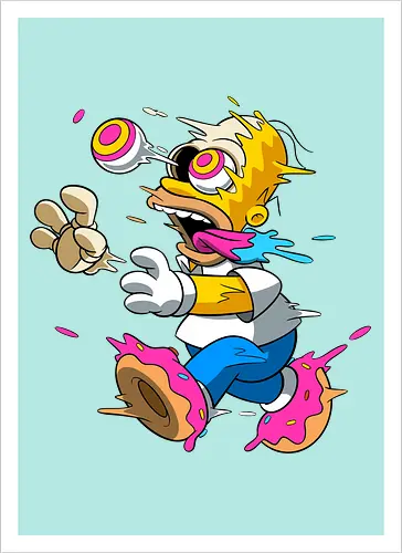 Papá Amarillo Freaky Donut Horror - Arte Cartoon Underground Springfield - Neon blaue Zunge Cartoon, alternative Donut Horror Kunst, dunkler Donut Springfield Cartoon, Geek Horror Donut Druck, Pop Art Donut Horror, gelber Vater Horror Donut, Cartoon Freaky Donuts, schmelzendes gelbes Skelett, rosa hypnotisches Auge Cartoon, Homer Simpson horror, Homer donut freaky, The Simpsons Treehouse of Horror, Homer zumbi skeleton, Donut Füße schmelzend, Underground Cartoon Horror Kunst, Neon Donut Cartoon Horror, gelber Vater Zombie, gelber Vater Horror Charakter, Skelett Donut Cartoon - Artprint