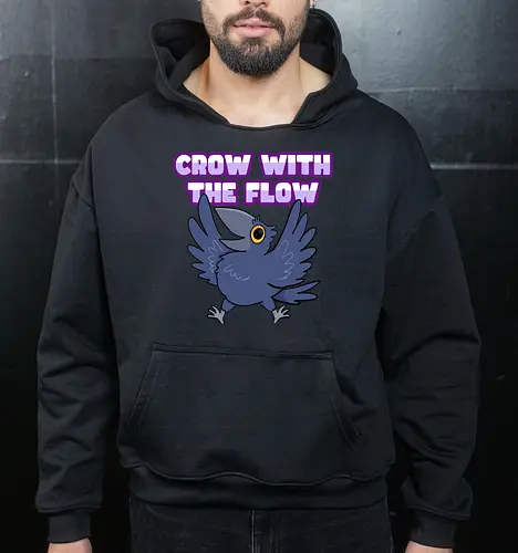 Crow with the flow - Crow, Krähe, Raven. Rabe - Cropped Hoodie