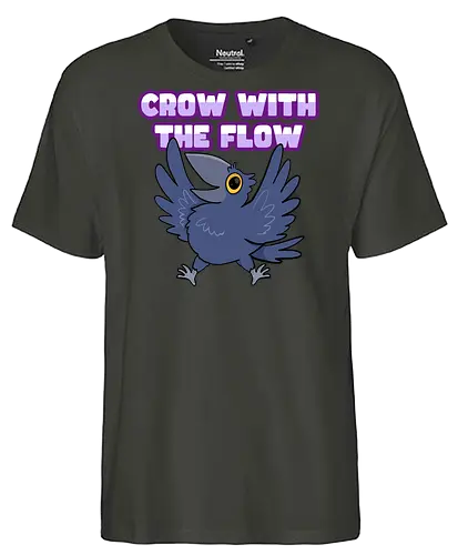 Crow with the flow - Crow, Krähe, Raven. Rabe - Fairtrade T-Shirt
