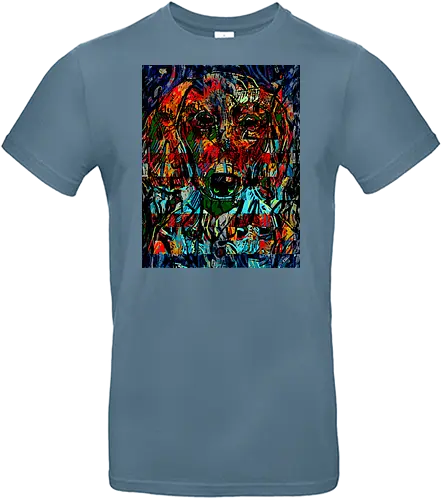Digital Cyber Dog - Glitch Art, Abstrakt, Digital Art, Hund, Dackel, Hundeporträt, Dog Art, Vierbeiner, Haustier, Kontrastreich, Neongrün, Cyan, Grafikdesign, Pixeleffekt, Geek Art, Nerdwear, Statementshirt, Unkonventionell, Eyecatcher, Mosaik, Cyberpunk, Expressionismus, Psychedelisch, Moderne Kunst - Standard T-Shirt