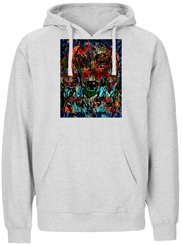 Digital Cyber Dog - Glitch Art, Abstrakt, Digital Art, Hund, Dackel, Hundeporträt, Dog Art, Vierbeiner, Haustier, Kontrastreich, Neongrün, Cyan, Grafikdesign, Pixeleffekt, Geek Art, Nerdwear, Statementshirt, Unkonventionell, Eyecatcher, Mosaik, Cyberpunk, Expressionismus, Psychedelisch, Moderne Kunst - Fairtrade Hoodie