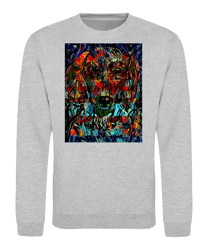 Digital Cyber Dog - Glitch Art, Abstrakt, Digital Art, Hund, Dackel, Hundeporträt, Dog Art, Vierbeiner, Haustier, Kontrastreich, Neongrün, Cyan, Grafikdesign, Pixeleffekt, Geek Art, Nerdwear, Statementshirt, Unkonventionell, Eyecatcher, Mosaik, Cyberpunk, Expressionismus, Psychedelisch, Moderne Kunst - Sweatshirt