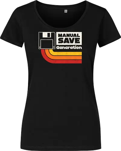 Manual Save Generation - floppy disk, 80s, 90s, coding, computer, developer, gaming, geek, humor, nerd, nostalgia, old school, programmer, retro, software - Women T-Shirt