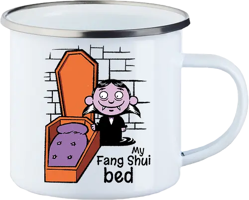 Fang Shui - Vampire, Dracula, Feng Shui, Bed - Enamel Mug