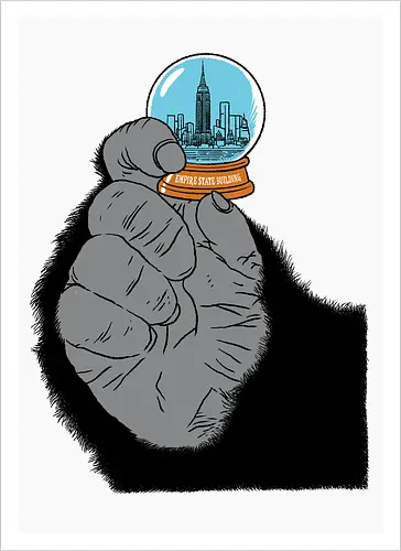 Souvenir - Movie, Kaiju, Empire State Building, Glass ball - Artprint